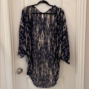 Xhilaration kimono with pom poms